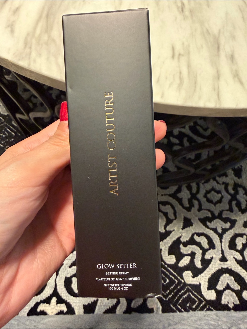 Artist Couture Glow Setter Setting Spray in Black & Gold Text